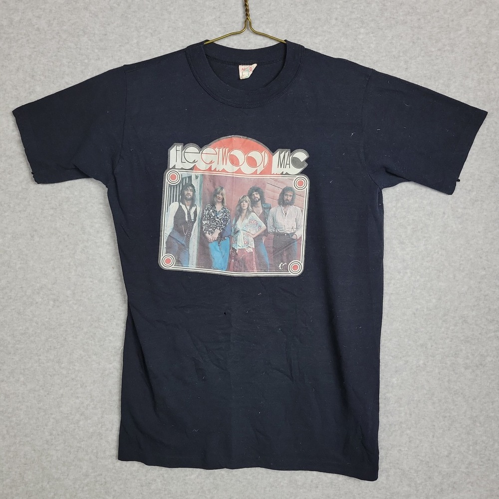 Vintage 1976 Fleetwood Mac Band T-Shirt Black AdverTees Medium 70s Rock